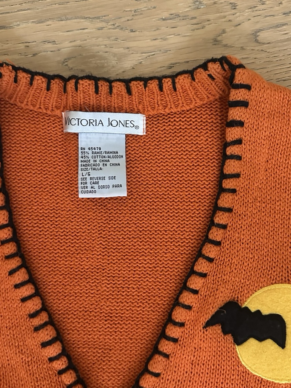 Vintage Victoria Jones Halloween Sweater Vest Large Orange Haunted House - Picture 2 of 5